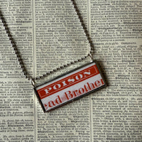 Arsenic Poison labels, vintage illustrations upcycled to hand-soldered glass pendant