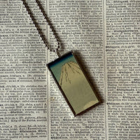 Cypress trees, Mt. Fuji, Japanese woodblock prints, up-cycled to hand-soldered glass pendant (Copy)