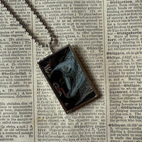 Nightmare before Christmas, Oogie Boogie, Skeleton, concept art illustrations, up-cycled to soldered glass pendant