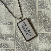 Edgar Allan Poe, The Raven, vintage halloween illustrations, up-cycled to soldered glass pendant