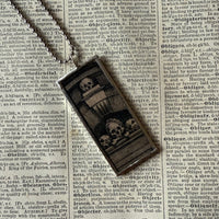 Bird Skeleton / Skull, vintage illustrations up-cycled to soldered glass pendant