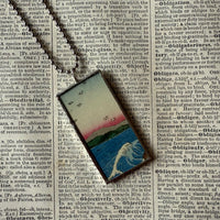 Wave, Japanese woodblock prints, up-cycled to hand-soldered glass pendant