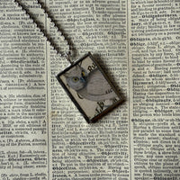 Snowy Owls, vintage illustrations up-cycled to soldered glass pendant