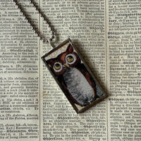 Owls, intage halloween illustrations, up-cycled to soldered glass pendant
