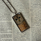 Owls, intage halloween illustrations, up-cycled to soldered glass pendant