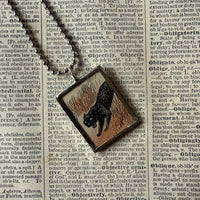 Black cats, vintage illustrations, up-cycled to soldered glass pendant