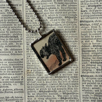 Black cats, vintage illustrations, up-cycled to soldered glass pendant