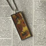 1 Sunflowers, Purple Iris, Vincent Van Gogh, post-Impressionism, upcycled to hand soldered glass pendant