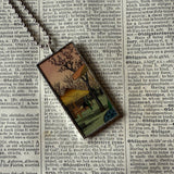 Plum / Cherry Blossom Trees, Japanese woodblock prints, up-cycled to hand-soldered glass pendant
