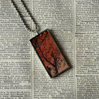 Plum / Cherry Blossom Trees, Japanese woodblock prints, up-cycled to hand-soldered glass pendant