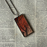 Plum / Cherry Blossom Trees, Japanese woodblock prints, up-cycled to hand-soldered glass pendant