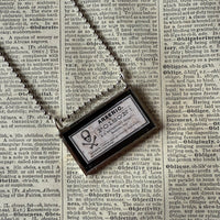 Arsenic Poison label, vintage illustrations upcycled to hand-soldered glass pendant