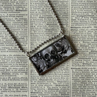 Quicksilver Poison label, vintage illustrations upcycled to hand-soldered glass pendant