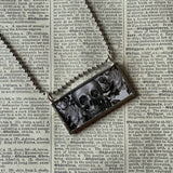 Quicksilver Poison label, vintage illustrations upcycled to hand-soldered glass pendant