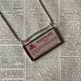 Quicksilver Poison label, vintage illustrations upcycled to hand-soldered glass pendant