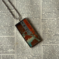 Autumn leaves, Lake scene, Japanese woodblock prints, up-cycled to hand-soldered glass pendant (Copy)
