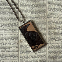 Raven, Skulls, vintage halloween illustrations, up-cycled to soldered glass pendant