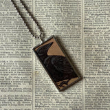 Raven, Skulls, vintage halloween illustrations, up-cycled to soldered glass pendant