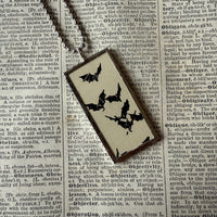 Owl, bats, vintage illustrations, up-cycled to soldered glass pendant
