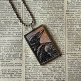 Edgar Allan Poe, The Raven, vintage halloween illustrations, up-cycled to soldered glass pendant
