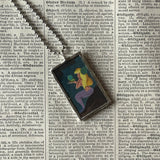 1 Mermaid, vintage children's book illustrations, up-cycled to soldered glass pendant