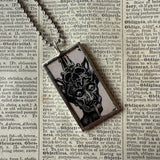 Demons, devils, ghouls, vintage illustrations, hand-soldered glass pendant