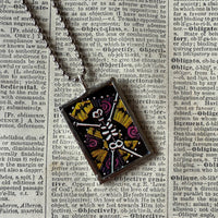 Skeleton concept art illustrations, up-cycled to soldered glass pendant