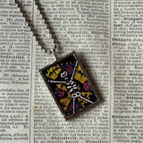 Skeleton concept art illustrations, up-cycled to soldered glass pendant