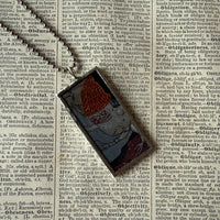Gnomes, trolls, vintage children's book illustration up-cycled to soldered glass pendant
