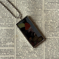 Gnomes, trolls, vintage children's book illustration up-cycled to soldered glass pendant