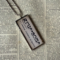 Anatomical skeleton, vintage illustrations upcycled to hand-soldered glass pendant