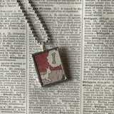 Tintin and Snowy, original vintage 1960s book illustrations, upcycled to soldered glass pendant