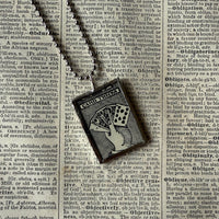 Card tricks, Conjuring for Amatures, vintage books, illustration up-cycled to soldered glass pendant