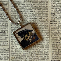 Skulls, vintage illustration up-cycled to soldered glass pendant