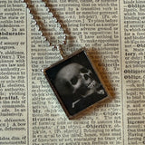 Poison / Skull and crossbones, vintage illustration up-cycled to soldered glass pendant