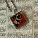 Black cats, vintage illustrations, up-cycled to soldered glass pendant