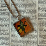 Gremlins, vintage illustrations upcycled to hand-soldered glass pendant