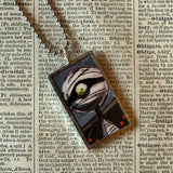 Mummy, eyeball, concept art illustrations, up-cycled to soldered glass pendant