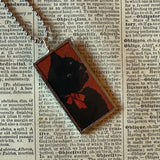 Black cats, vintage illustrations, up-cycled to soldered glass pendant