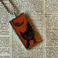 Black cats, vintage illustrations, up-cycled to soldered glass pendant