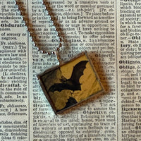 Vampire bats, vintage illustrations, up-cycled to soldered glass pendant
