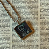Skeleton, monster, concept art illustrations, up-cycled to soldered glass pendant