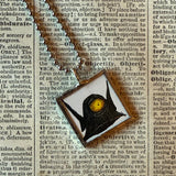 Skeleton, monster, concept art illustrations, up-cycled to soldered glass pendant