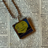 Jack O'Lanterns, pumpkins, moon vintage illustrations, up-cycled to soldered glass pendant