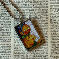 Jack O'Lanterns, pumpkins, vintage illustrations, up-cycled to soldered glass pendant