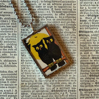 Owls, vintage illustrations, up-cycled to soldered glass pendant