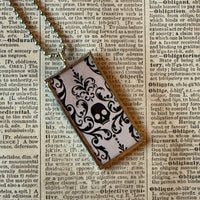 Vampire woman, vintage halloween illustrations, up-cycled to soldered glass pendant