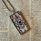 Vampire woman, vintage halloween illustrations, up-cycled to soldered glass pendant
