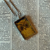 Owls, vintage illustrations, up-cycled to soldered glass pendant