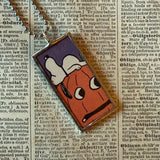 Snoopy, Great Pumpkin, comic strip illustrations from vintage Peanuts book, up-cycled to hand-soldered glass pendant